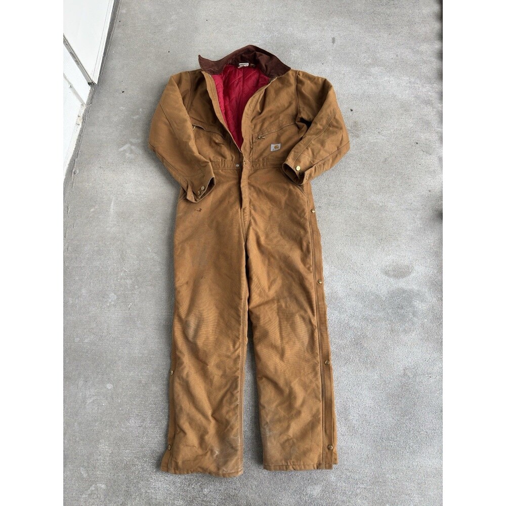 Carhartt X01 BRN Brown Duck Quilted Insulated Coveralls Size 42 Regular Jumpsuit